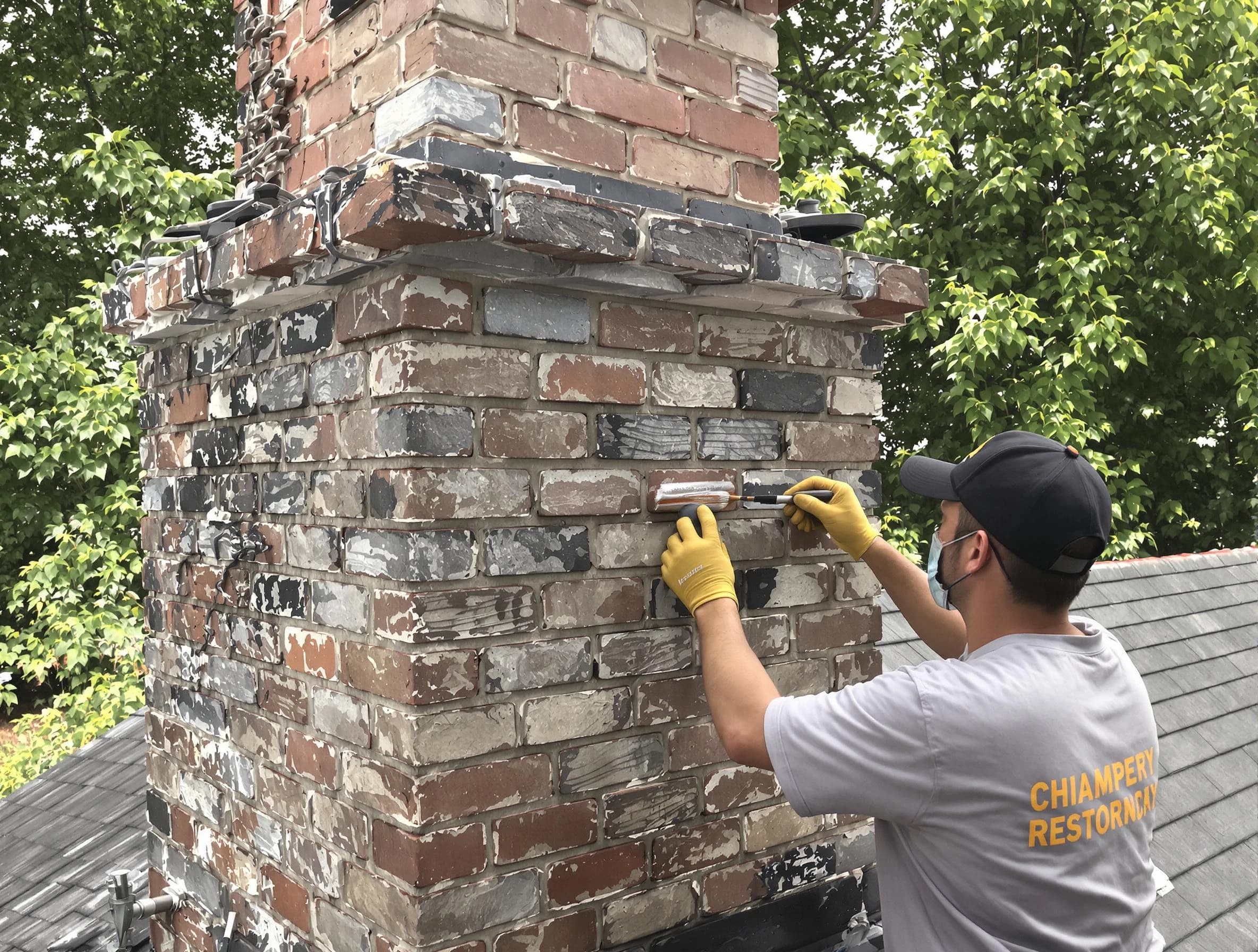 In-progress chimney restoration by Lincoln Chimney Sweep in Lincoln, AL