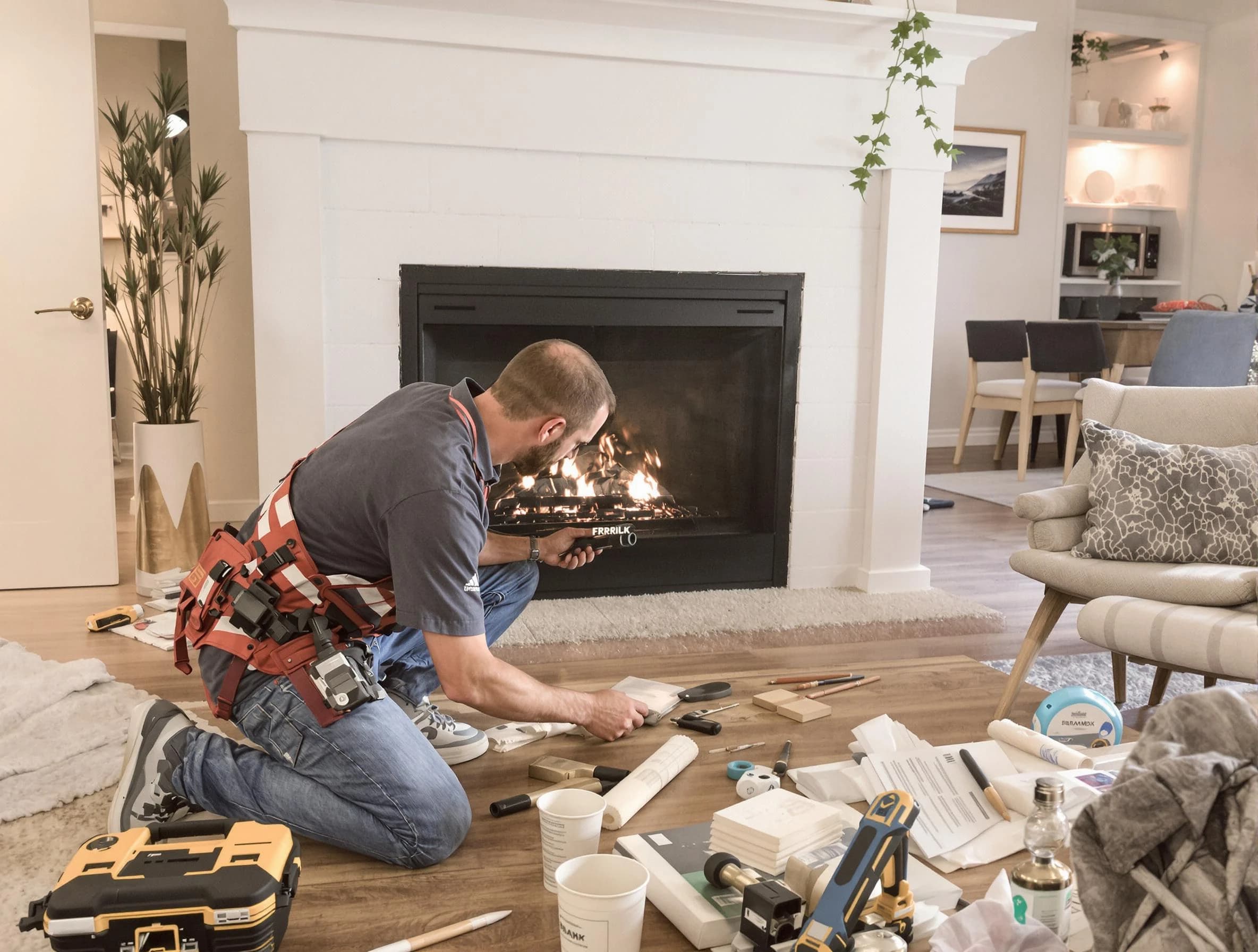 Lincoln Chimney Sweep performing fireplace repair in Lincoln, AL