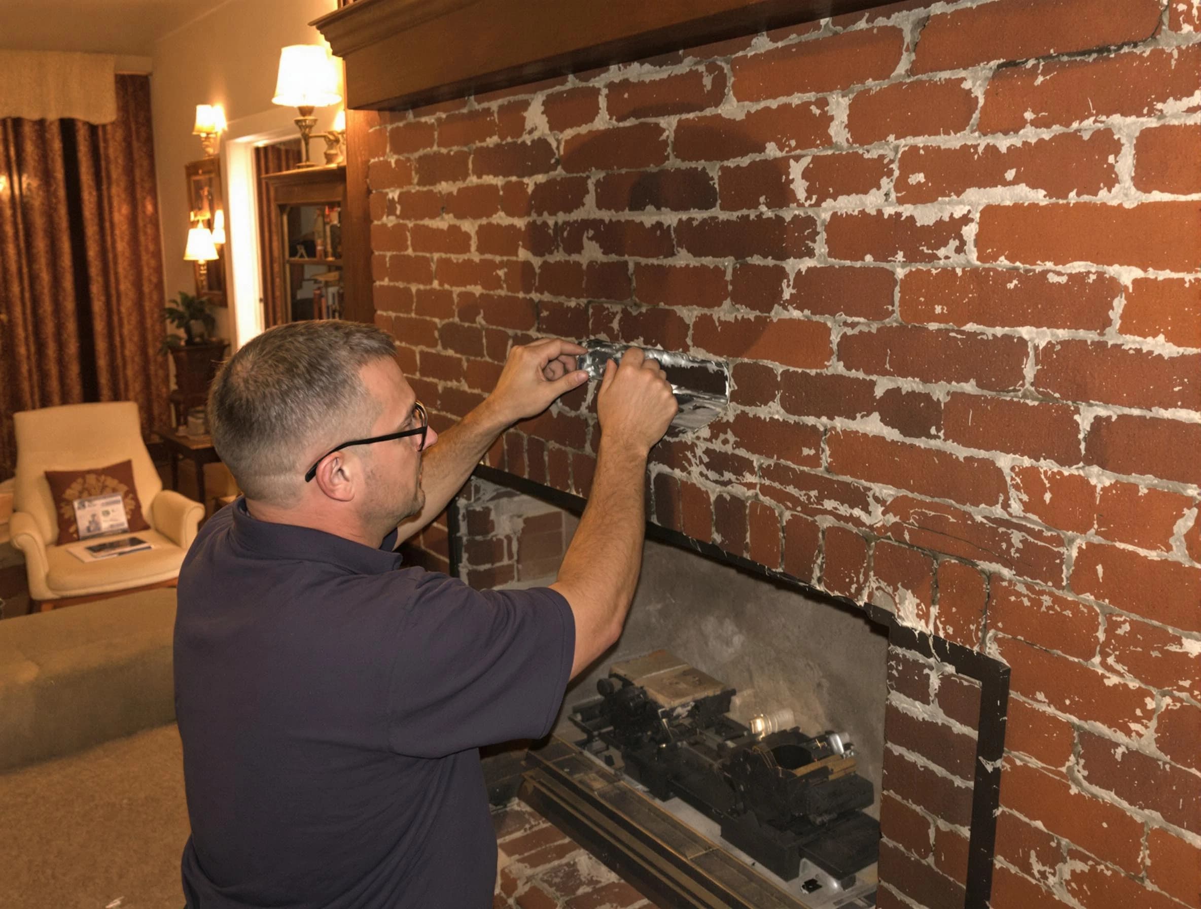 Lincoln Chimney Sweep expert fixing a fireplace in Lincoln, AL