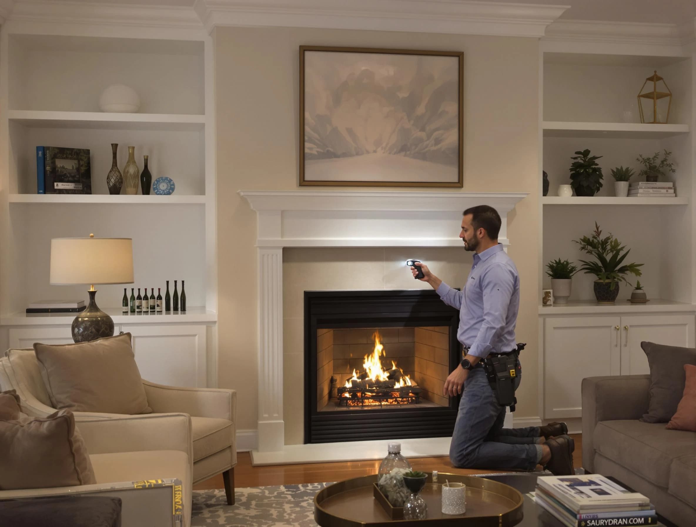 Lincoln Chimney Sweep conducting a fireplace safety inspection in Lincoln, AL