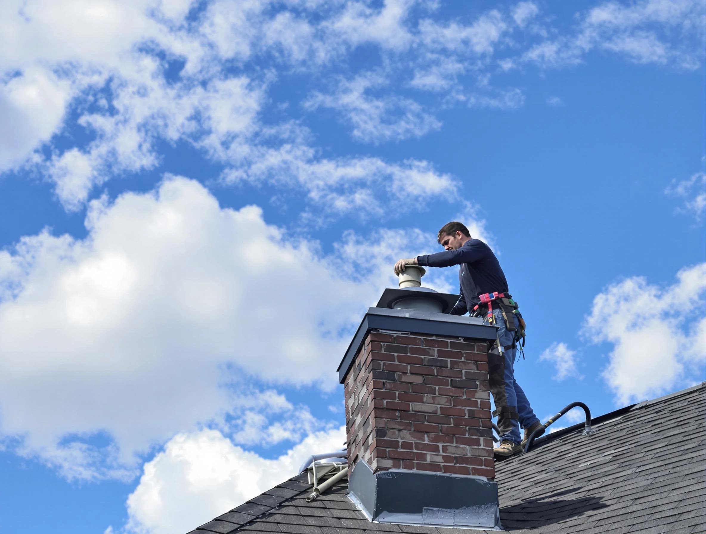 Lincoln Chimney Sweep installing a sturdy chimney cap in Lincoln, AL