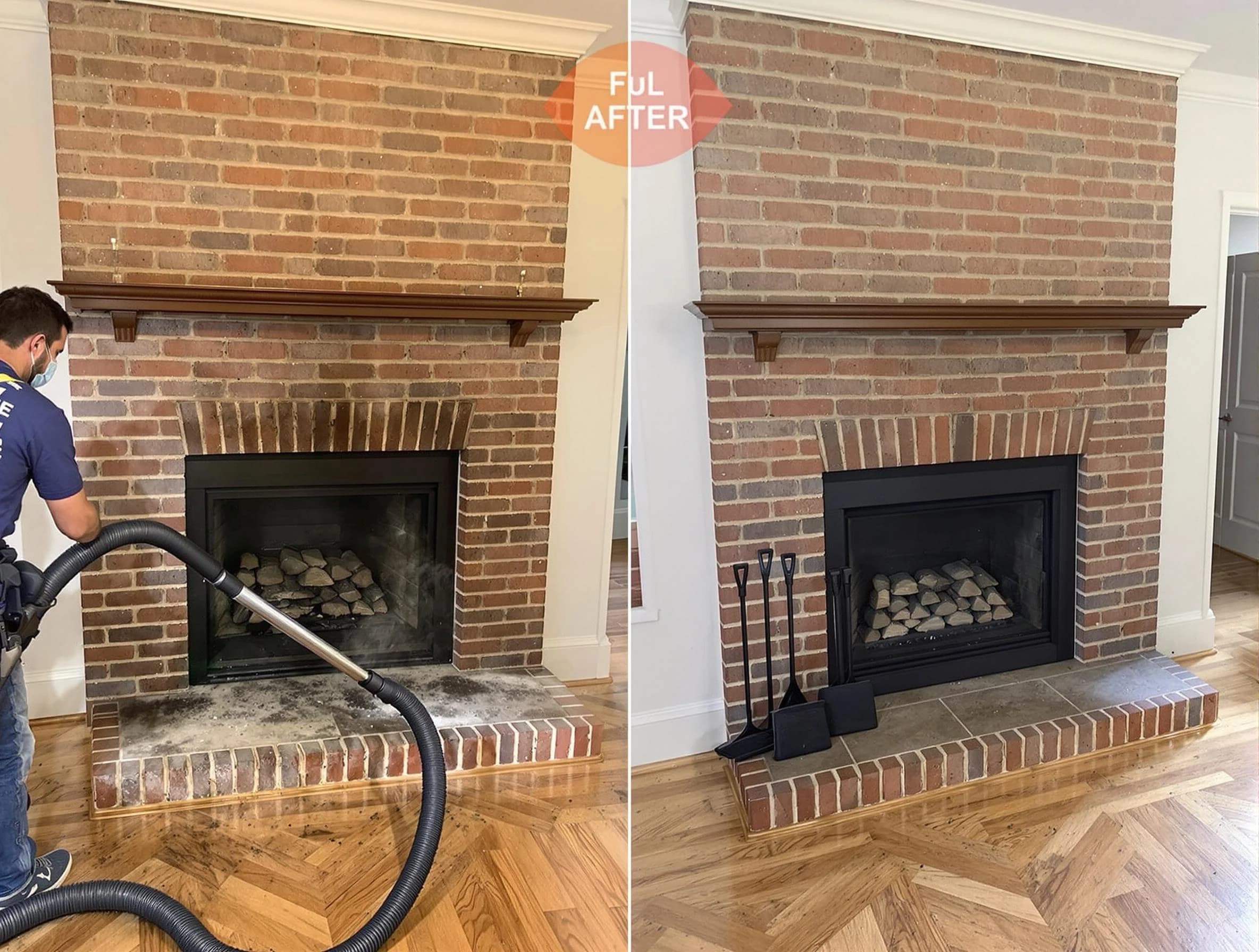 Lincoln Chimney Sweep carefully sanitizing a fireplace in Lincoln, AL