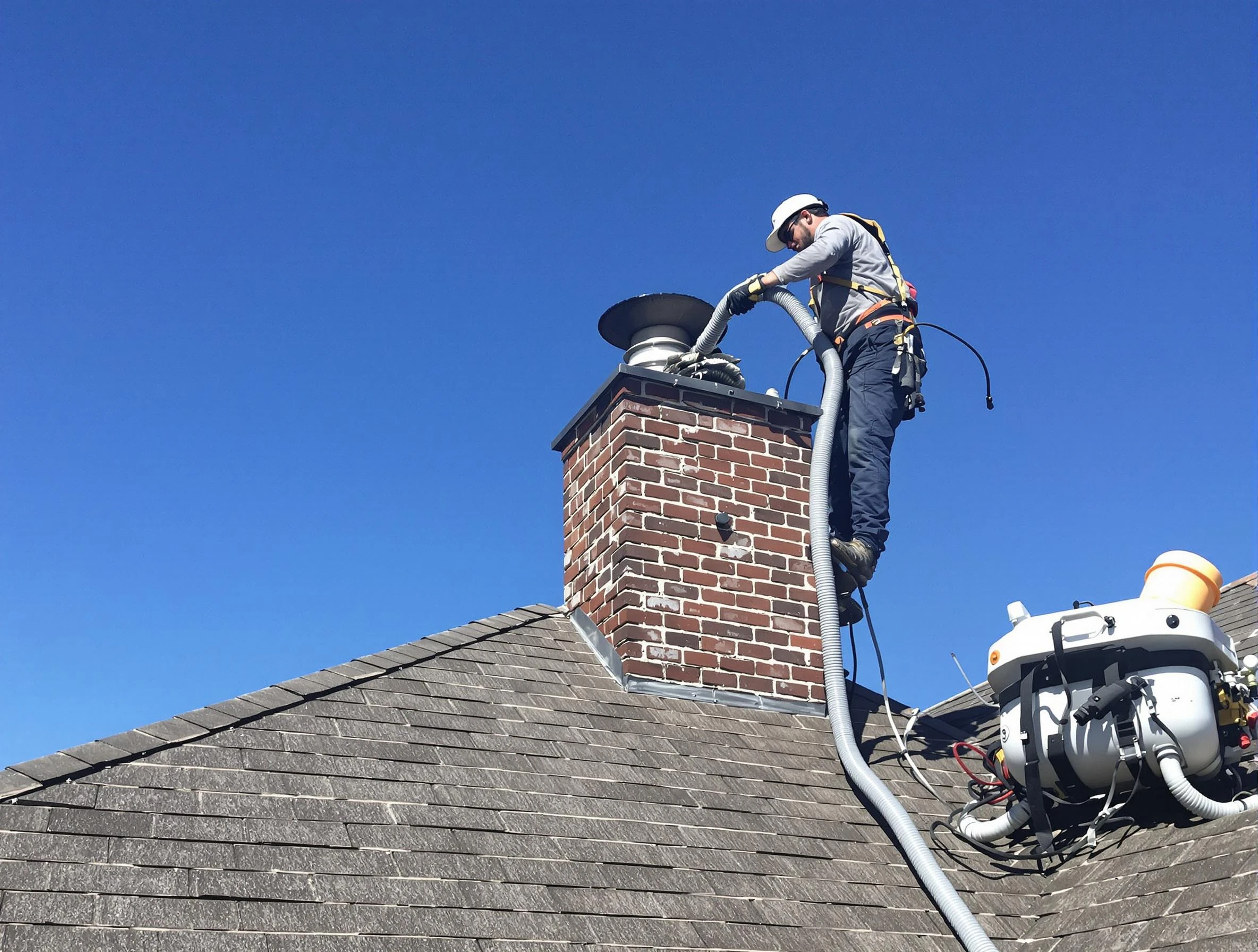 Dedicated Lincoln Chimney Sweep team member cleaning a chimney in Lincoln, AL