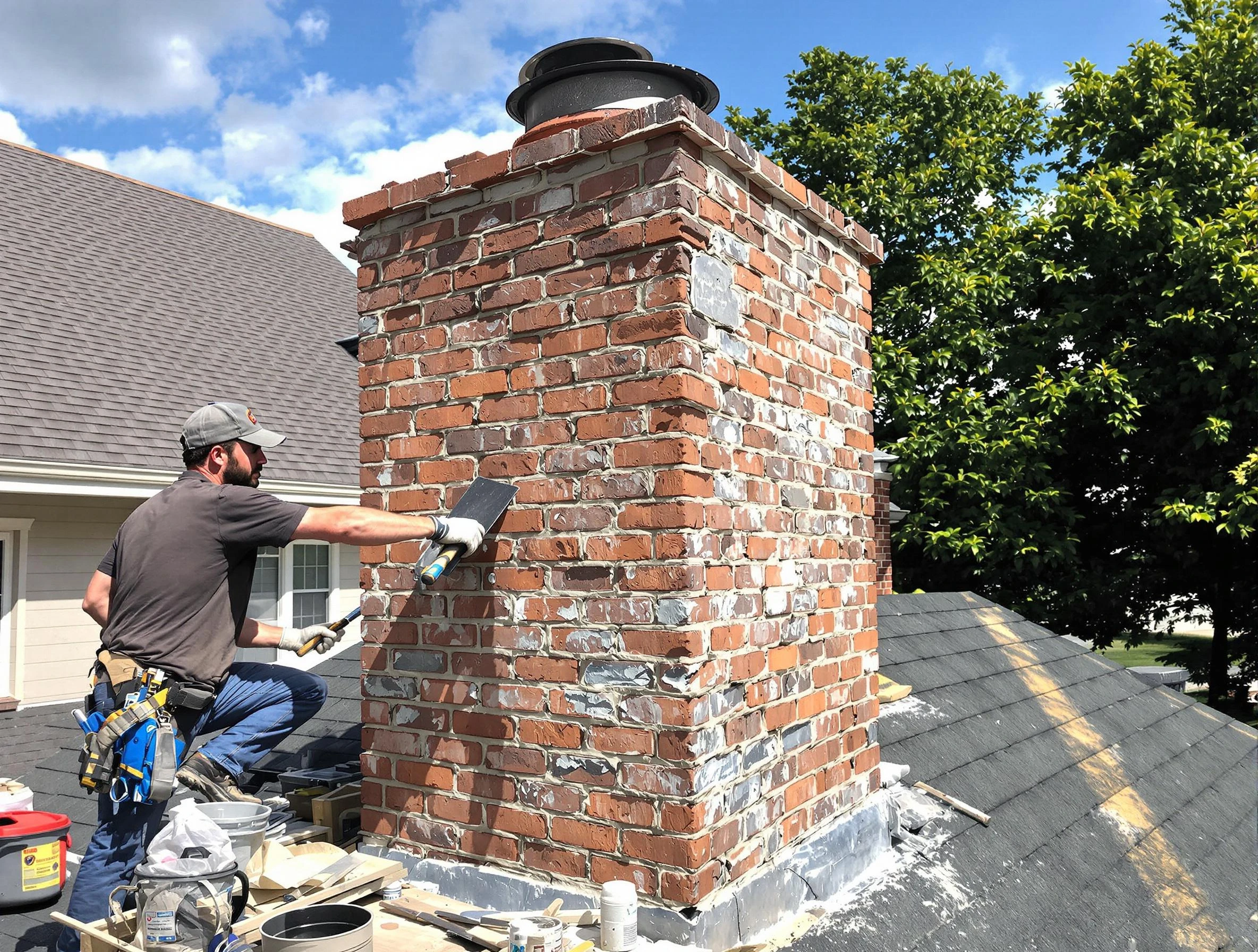 Completed chimney rebuild by Lincoln Chimney Sweep in Lincoln, AL