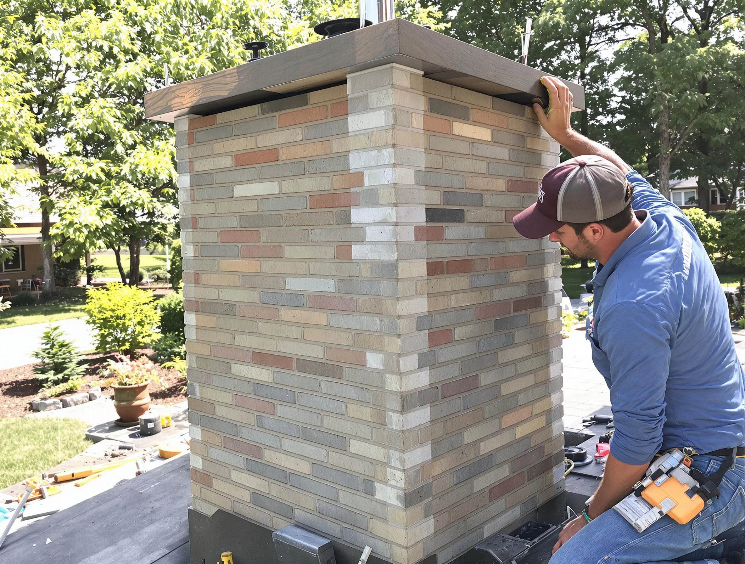 Lincoln Chimney Sweep completing a modern chimney remodel in Lincoln, AL