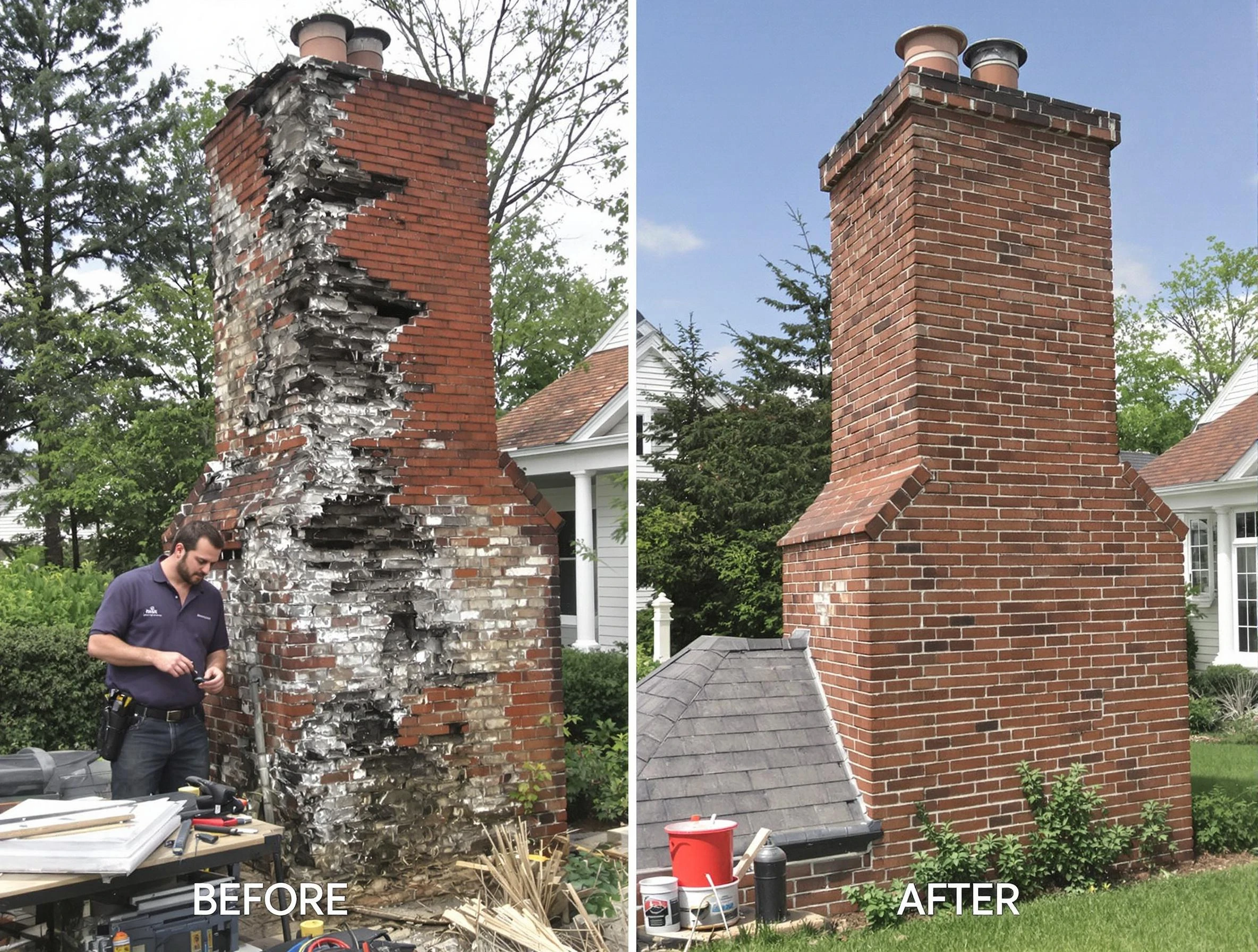 Lincoln Chimney Sweep performing a full chimney restoration in Lincoln, AL