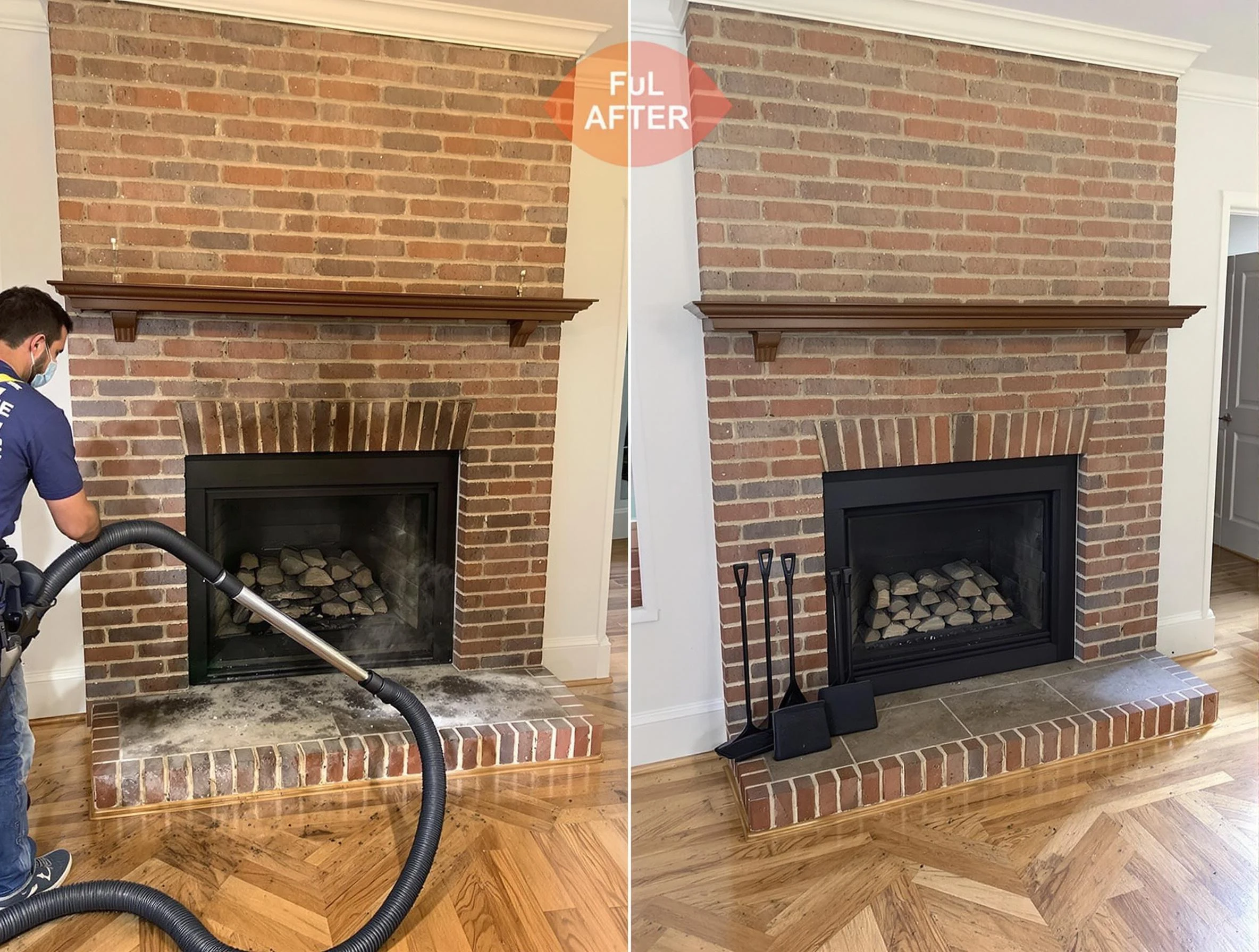 Lincoln Chimney Sweep carefully sanitizing a fireplace in Lincoln, AL