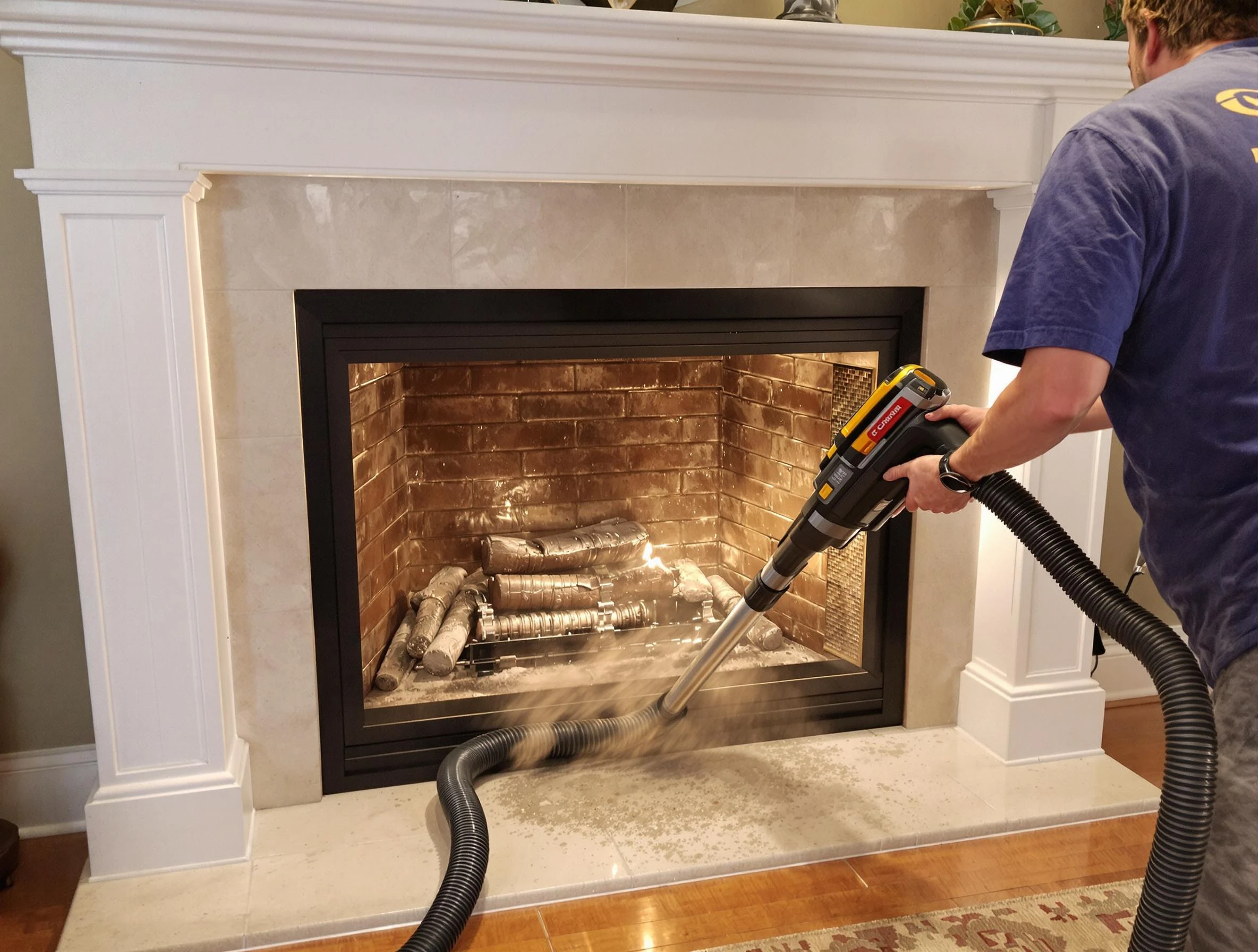 Fireplace cleaning performed by Lincoln Chimney Sweep in Lincoln, AL