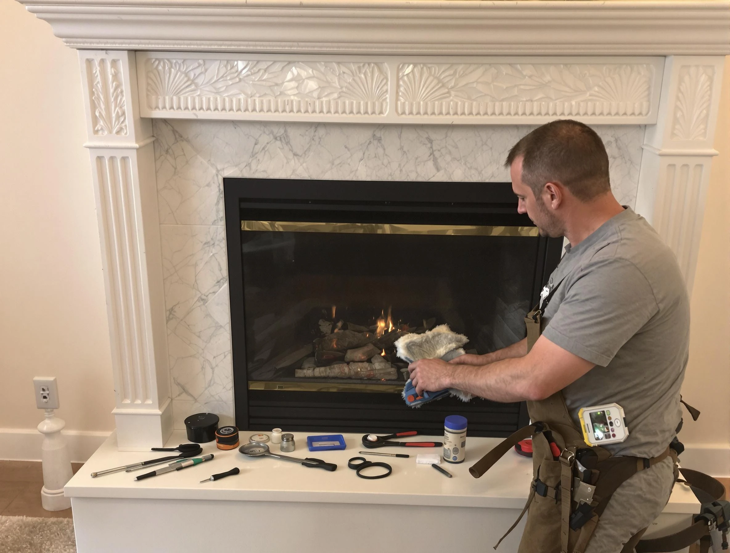Lincoln Chimney Sweep performing fireplace maintenance in Lincoln, AL